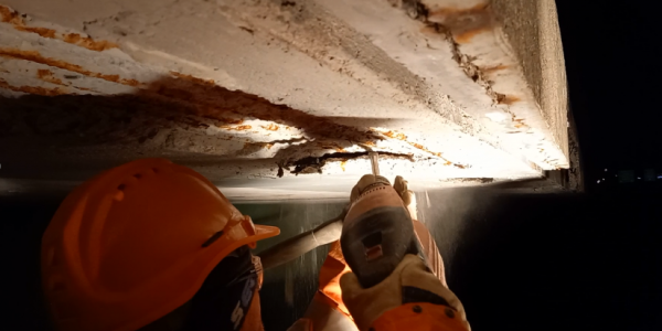 Travaux de purge sous le tablier